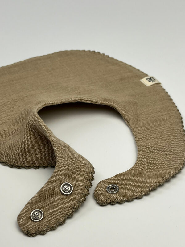 2 button Brown cotton Baby Bib