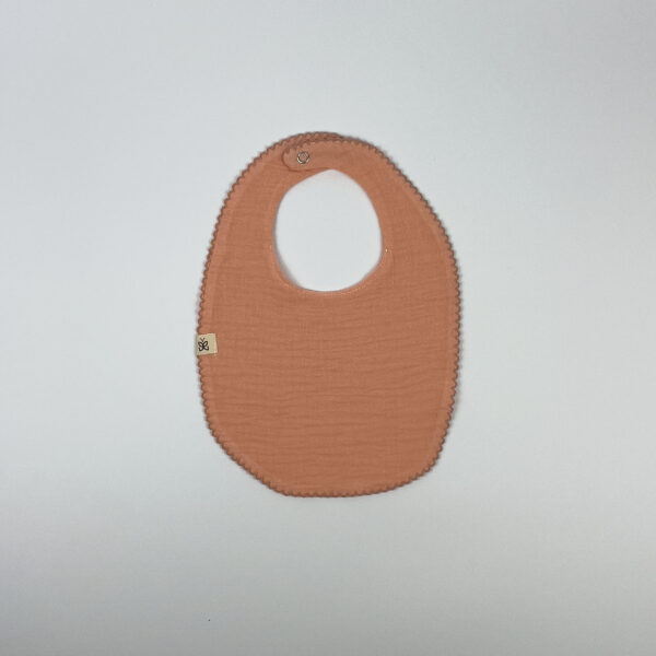 2 button Peach Muslin Baby Bib - Image 2